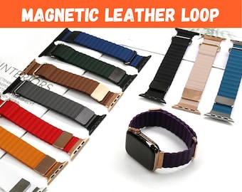 Apple Watch Band Leather Loop Magnetic Bracelet Strap 38mm 40mm 41mm 42mm 44mm 45mm 49mm Series 1-9 Ultra SE Men and Women Watchband