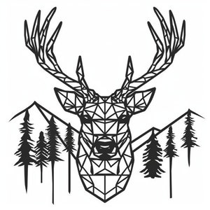 10 Hirsch Deer Head, vector files, for laser cut, cnc, digital files, dxf, cut file