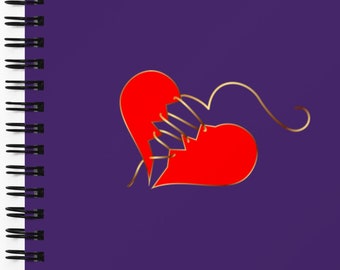 HEALING HEART Purple Spiral Notebook with dotted pages, Dot Grid Journal, Self-Care Diary for Wellness & Gratitude