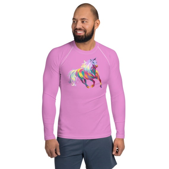 Colorful Unicorn Rash Guard Long sleeved Shirt for Men s Athletic Workout Running Gym Surfing Swimming Fishing Water Sports UPF Etsy