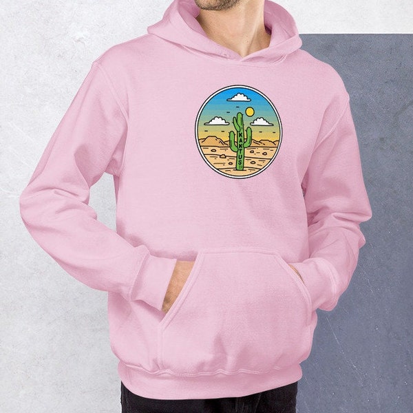 Retro Hoodie Cool Cactus Desert Game Art, Vintage Hooded Sweatshirt, Boyfriend, Teenage Boys, Minimalist Men Comics Shirt, Wilderness KAKTUS