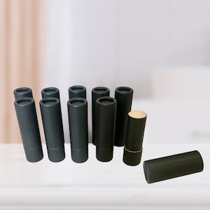 20 Black Cardboard Lip Balm Tubes (0.3 oz) | Eco-Friendly Kraft Push-Up Containers for DIY Lipstick & Cosmetics