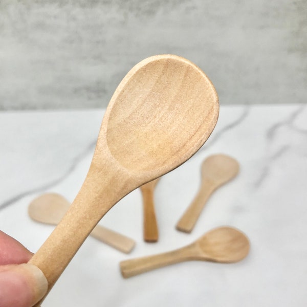 10 Mini Wooden Spoons for Lotion or Spices, Decorative Spoon, Plasticfree, Natural Wood, Eco, Sustainable