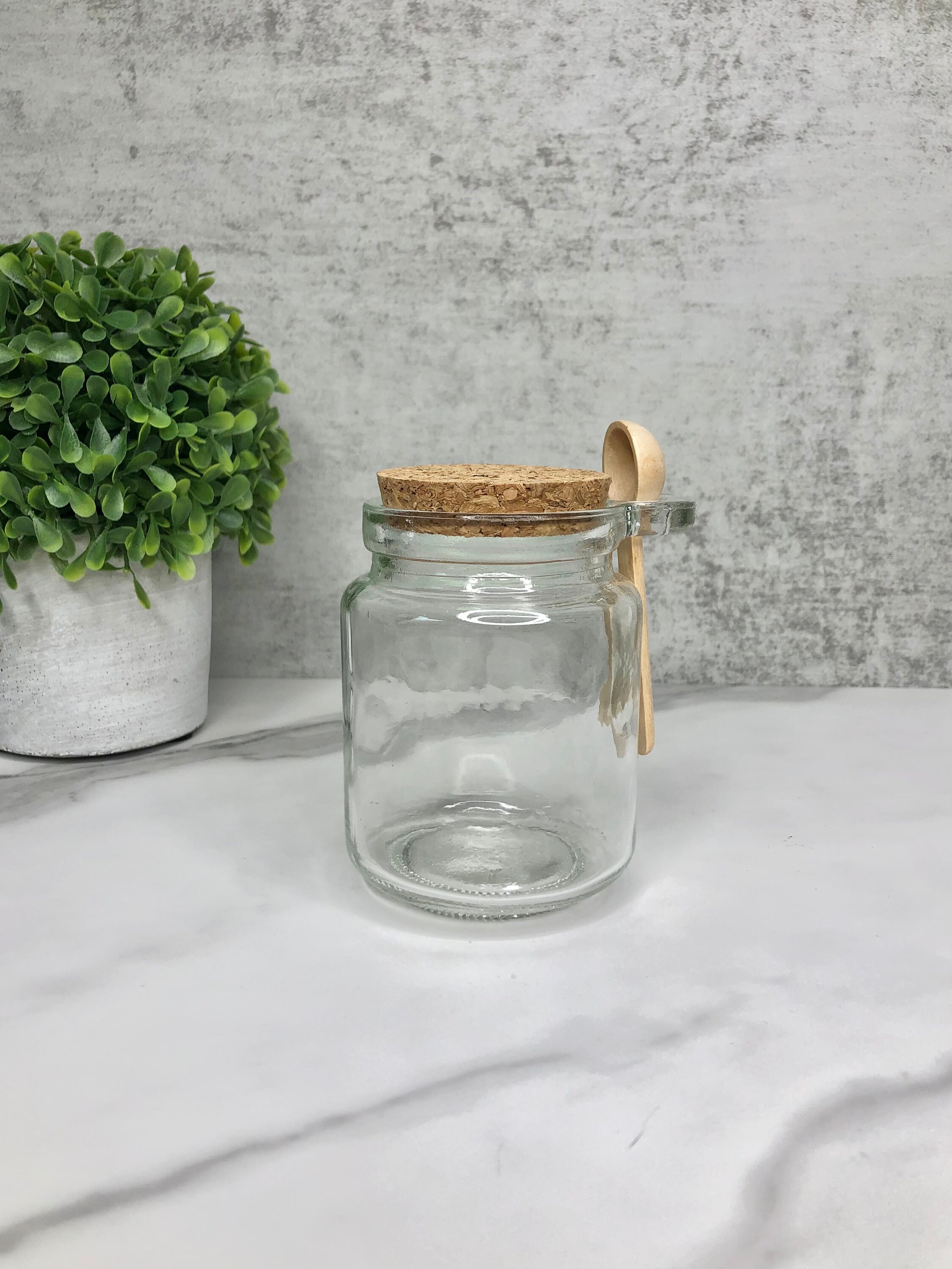 Glass Jar With Cork Lid and Wooden Spoon for Bath Salts Etsy