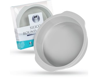Round Cake Pan: Pure Platinum Silicone, Non-Stick Baking Mold (Ø 9”)