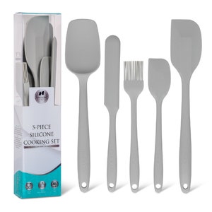 Kitchen Utensils Set | Cooking Set | Platinum Silicone | Durable | Food Safe | Steel Inner Core | Soft Edges | Baking Gift by Cook&#39;n&#39;Chic®
