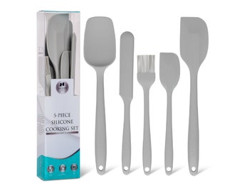 Platinum Silicone Kitchen Utensil Set | 5-Piece, Food Safe, Baking Gift