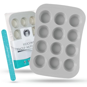 Silicone Muffin Pan | 12-Cup | Cook&#39;n&#39;Chic® | Thick & Non-Stick Surface | Durable | Food Safe | Cupcake Baking Mold | Baking Gift | Ø 2.7”