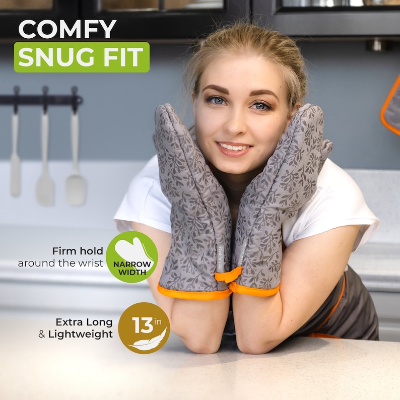 Premium Oven Mitts Set Cotton Kitchen Gloves for Baking and Cooking 2
