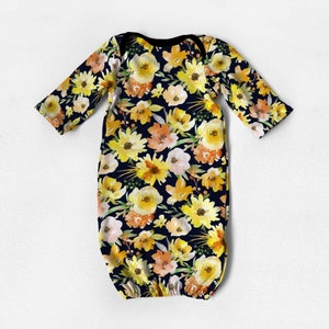 Wildflower Baby Gown - Flower Baby Coming Home Outfit - Bamboo Baby Gown
