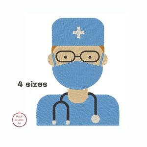 machine embroidery design doctor hero mask, surgeon, first aid doctor, carer, emergency, full embroidery, digital file download