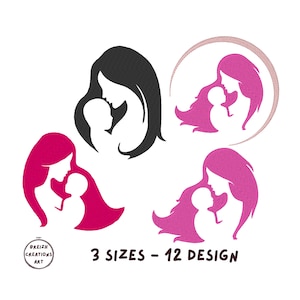 Embroidery design machine woman baby child, cuddle, mother, mom, love, mothering, breastfeeding, kiss infant file