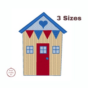Machine embroidery design beach house, beach cabin, fishing cabin, sea, sailor, vacation, summer digital file to download 3 sizes