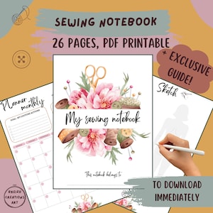 Digital sewing notebook, planner, organizer, sewing notebook, project, bullet journal, tracker, diary, undated calendar, pdf