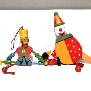Vintage Harlequin Jumping Jack dragsnöre