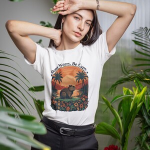 Capybara Shirt, Don&#39;t Worry Be Cappy Shirt, Funny Capybara Vintage Graphic Tee, Capybara Lover Gift TShirt, Pet Lover Tshirt