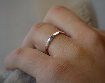 Geometrischer/Eckiger 925 Silberring, Sterling Silber, edler Ring, simple Ring, Stapel Ring