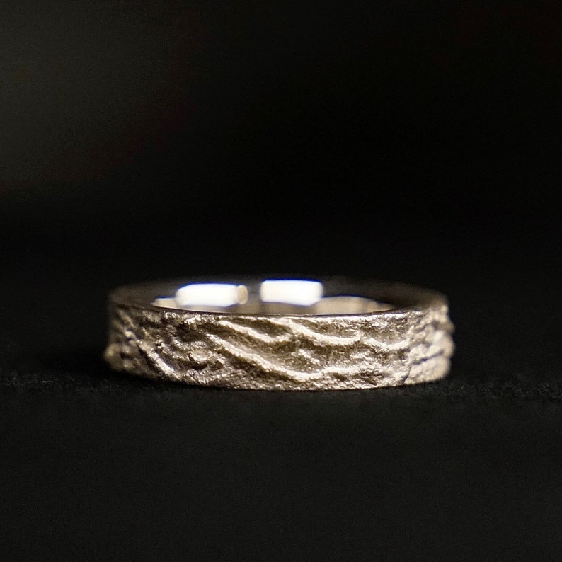 Retikulierter 925 Silberring, Sterling Silber, Ring mit aufgelöster Oberfläche, Statement Ring, edler Ring Bild 2