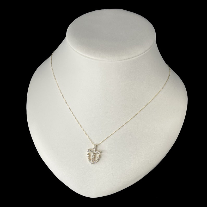 14K Yellow Gold Anchor Pendant on an Adjustable 14K Yellow Gold Chain Necklace