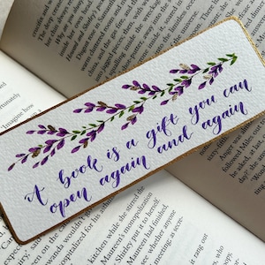 Marque-page aquarelle calligraphie - cadeau pour amoureux des livres - peinture florale - cadeaux Bookstagram - cadeaux bestie - cadeau pour les lecteurs - peinture florale