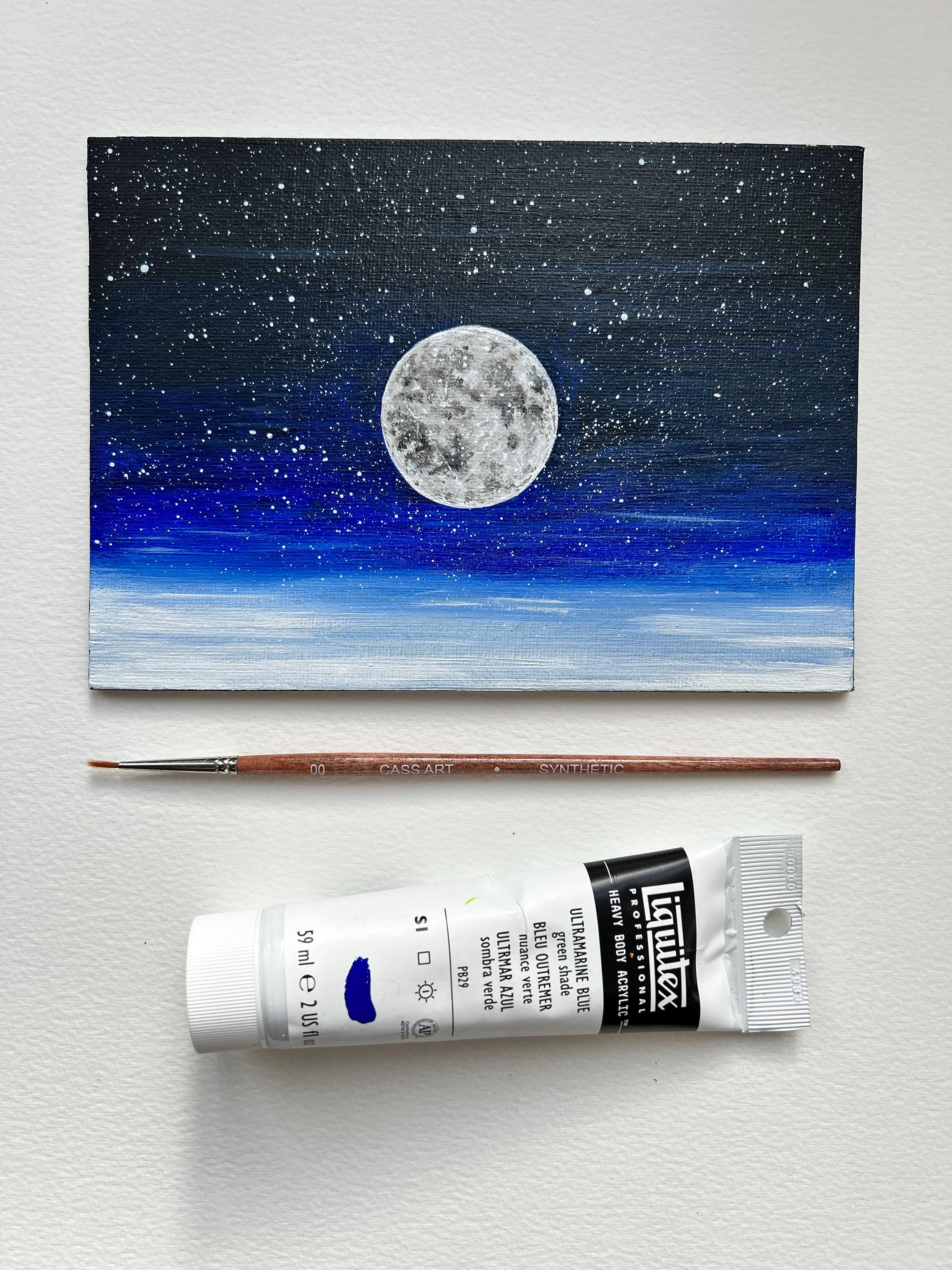 Original Moon Painting: Acrylic Astro Art on Canvas Board (A5 ...