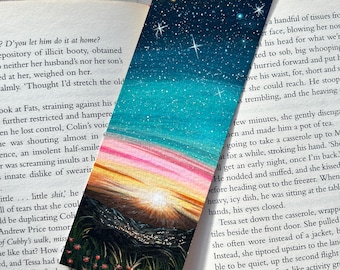 Hand-Painted Watercolour Starry Sky Bookmark: Original Gouache Painting