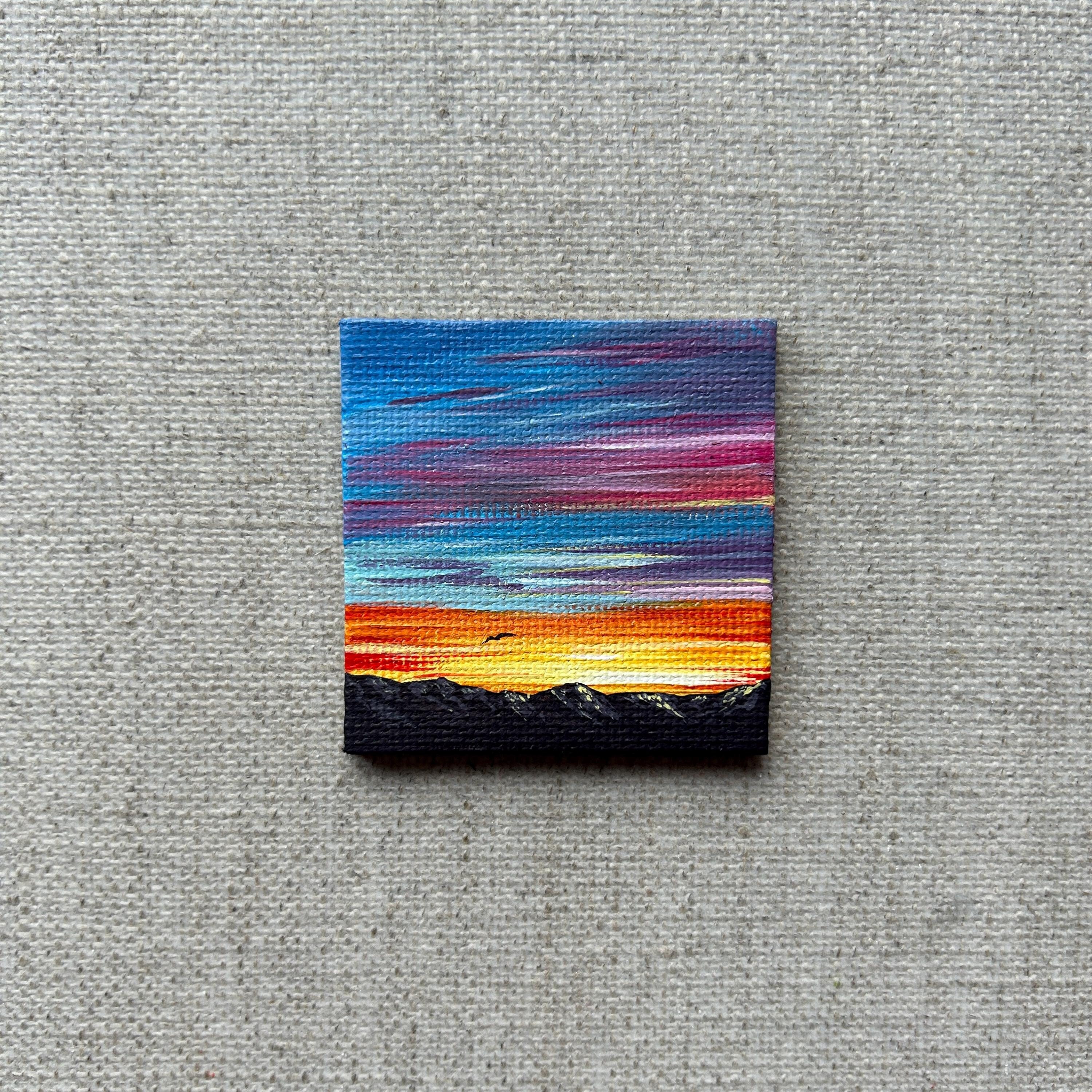 Hand-painted Refrigerator Magnet - Magnets for fridge - Travel Gift Magnets -  Magnets for board - Cute gifts - Sunset Art - Miniature