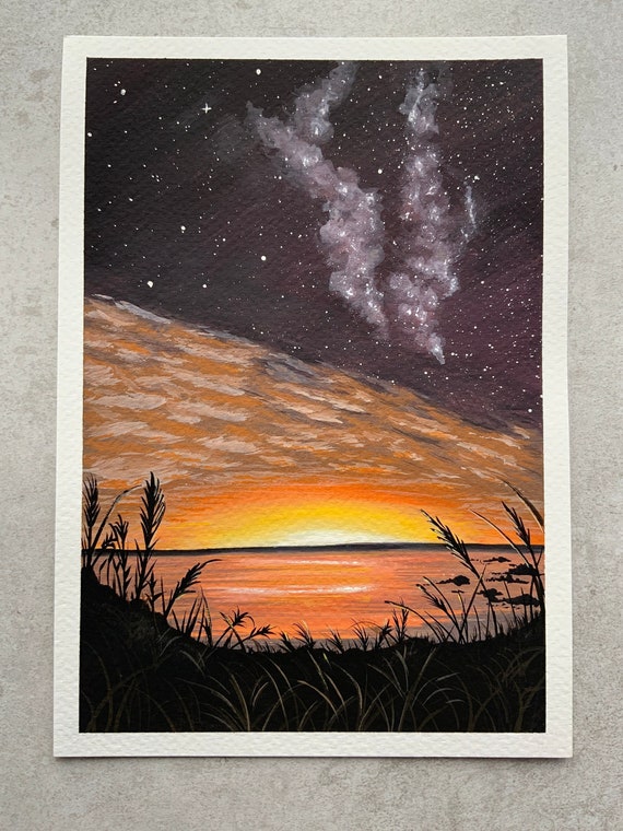 Stargazing. Painted by me with watercolor and white gouache : r