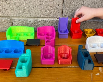 Furniture for Vintage Little People, 3D printed Tables, Chairs, Couches in Custom Colors