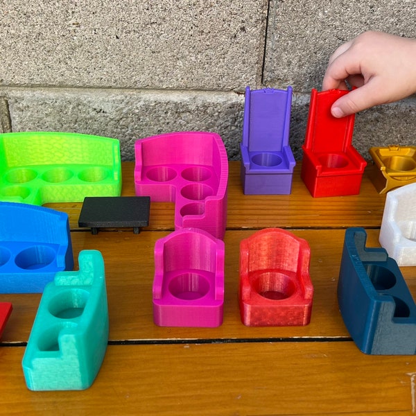 Furniture for Vintage Little People, 3D printed Tables, Chairs, Couches in Custom Colors