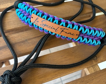 Personalized horse halter with personalized tag, equestrian accessory