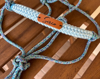 Personalized Soft Rope Halter - Custom Name Tag - Handmade in Italy