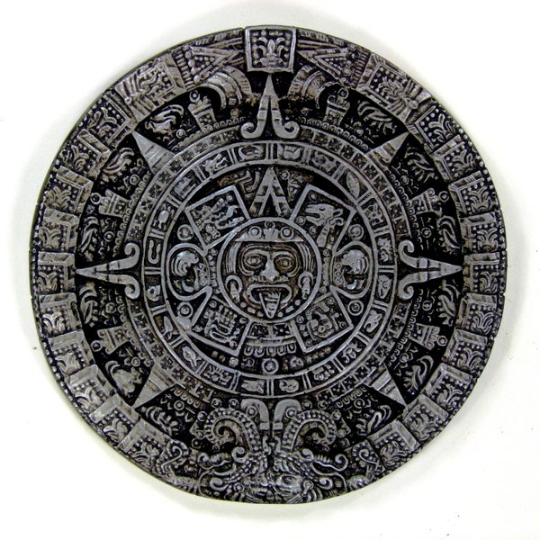 Azteken Kalender aus Kunststein,  Ø 28 cm,  handcoloriert