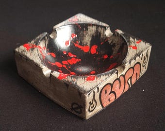SPLAT RED / Posacenere / Fatto a mano / Graffiti / Cemento / Street Art / Urbano / Decorazione