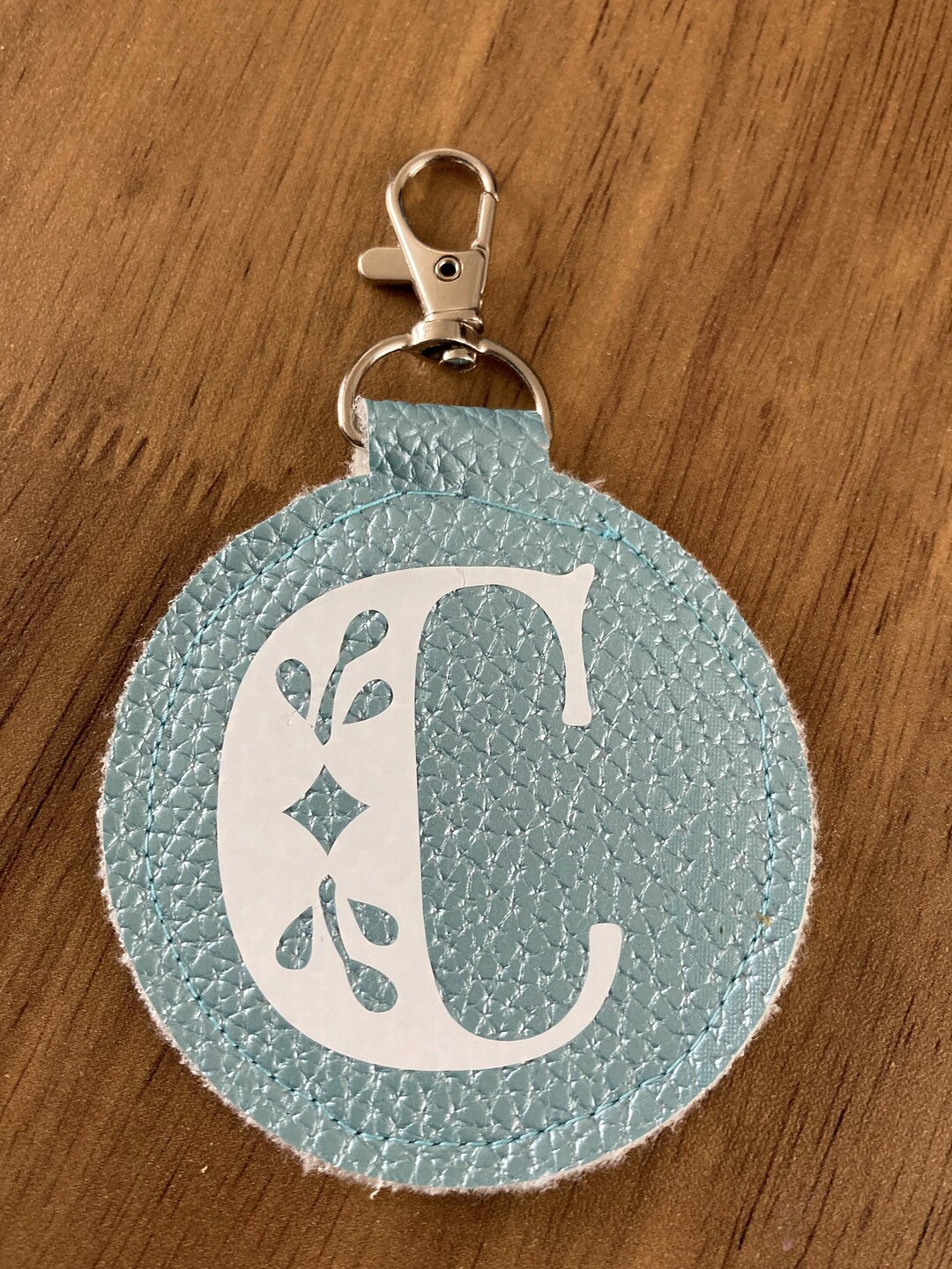 Keyring, Key Clip, Bag Charm, Bag Decoration, Pebbled Faux Leather