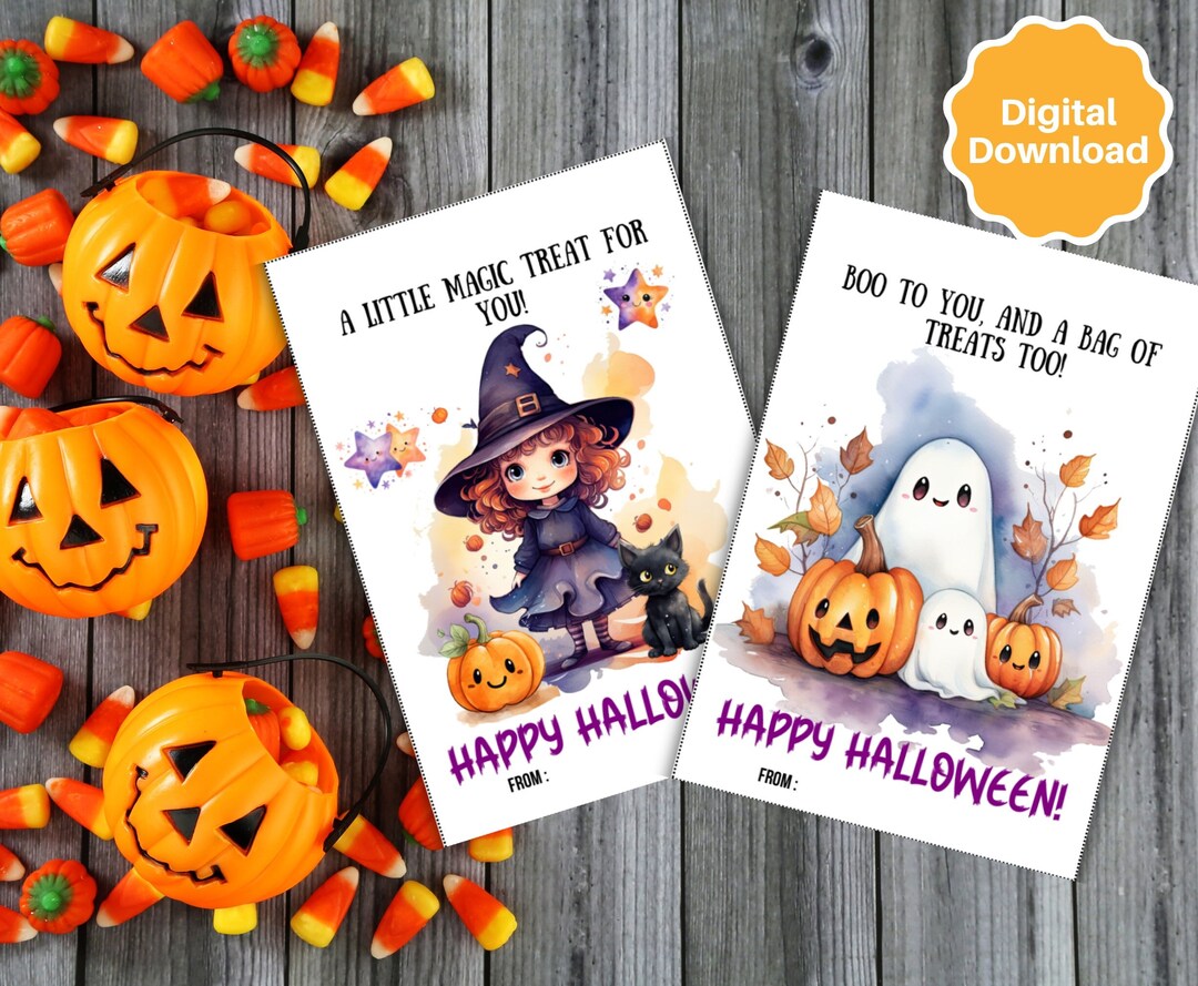 Halloween Favor Tags Printable Candy Bag Tags Party Favor Etsy