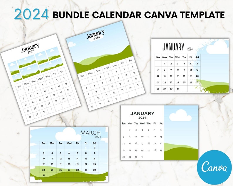 2024 Fully Editable Calendar Canva Template Bundle 2024 Photo Etsy