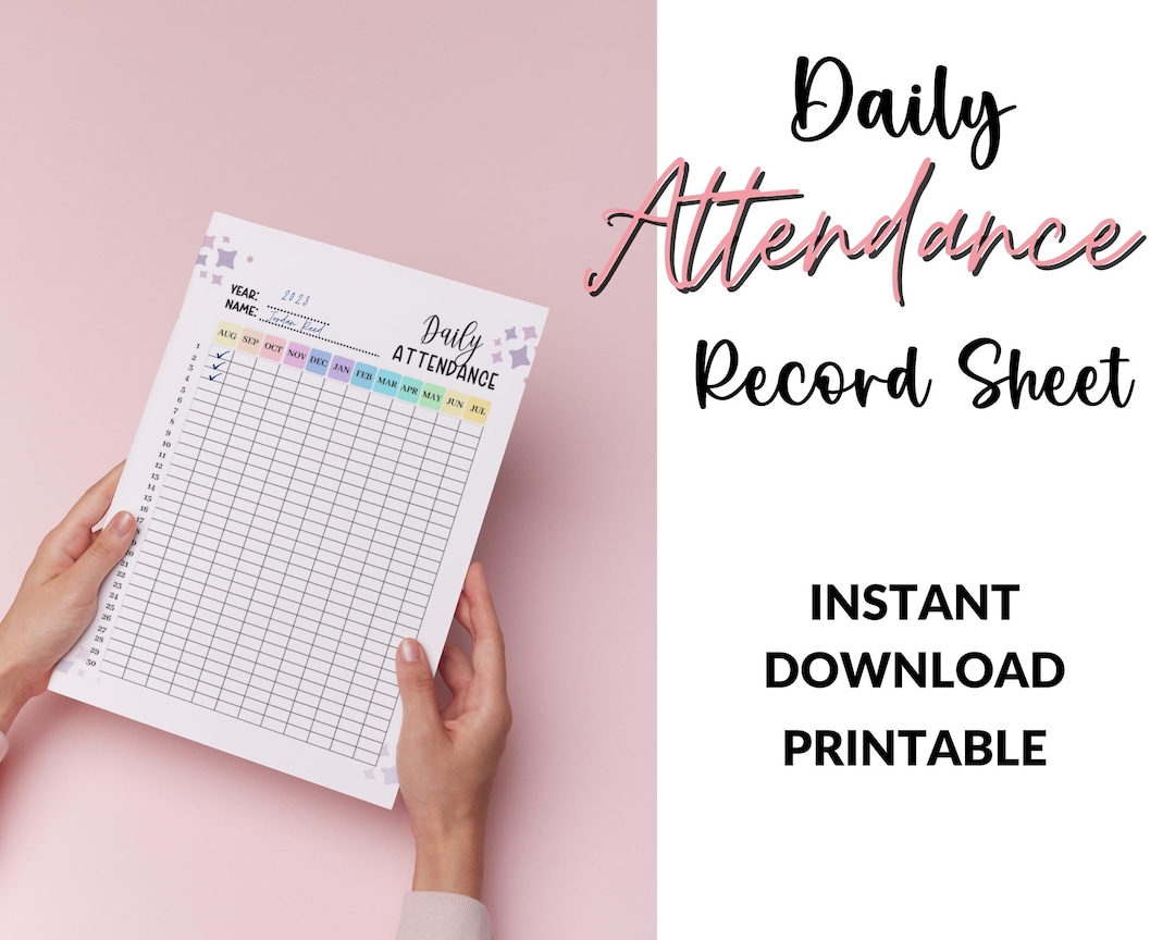 Printable Student Attendance Tracker, Editable Attendance Sheet ...