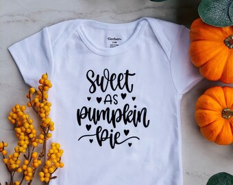 Dulce como Pumkin Pie Baby Onesie Bodysuit Otoño Acción de Gracias