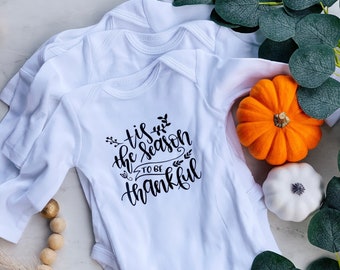 Tis La Temporada Para Estar Agradecido Largo / Corto Manga Onesie Bodysuit Perfecto Para El Otoño / Festivo de Acción de Gracias