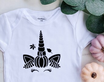 Baby Onesie Unicorn Bodysuit Otoño / Calabaza Festiva