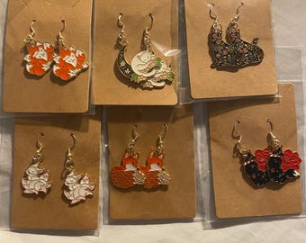 cat and fox earrings