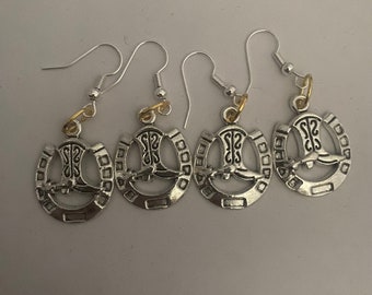 Western Earrings: Horseshoe & Cowboy Boot Charm