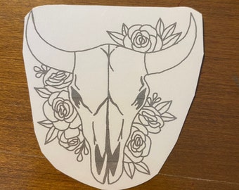 Floral bull skull sticker