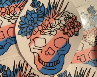 Trans pride skull sticker
