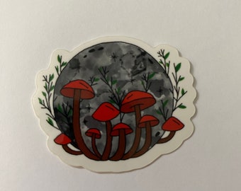 Moon and mushroom floral stickers,