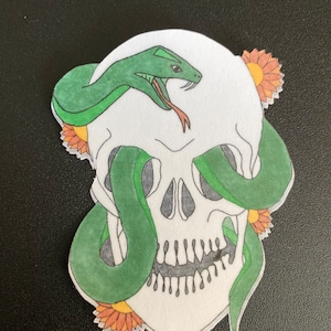 Floral snake skull sticker