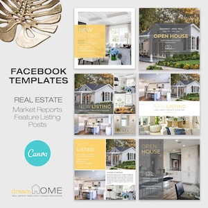 Real Estate Facebook Feature Listing Templates • Tag der offenen Tür, neuer Eintrag, gerade gelistet | Bearbeitbare Vorlagen | Vollständig bearbeitbar in Canva