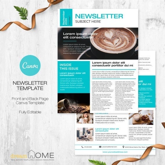 Newsletter template 2 page editable real estate newsletter etsy