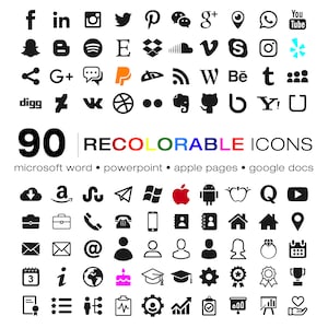 RESUME ICONS SET |  Recolorable Icons for Microsoft Word, Powerpoint and Apple Pages  shapes